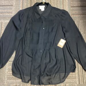 Coldwater Creek Black Lightweight Button-Front Shirt